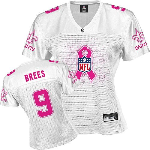 Saints #9 Drew Brees White 2011 Breast Cancer Awareness Stitched NFL Jersey - Click Image to Close